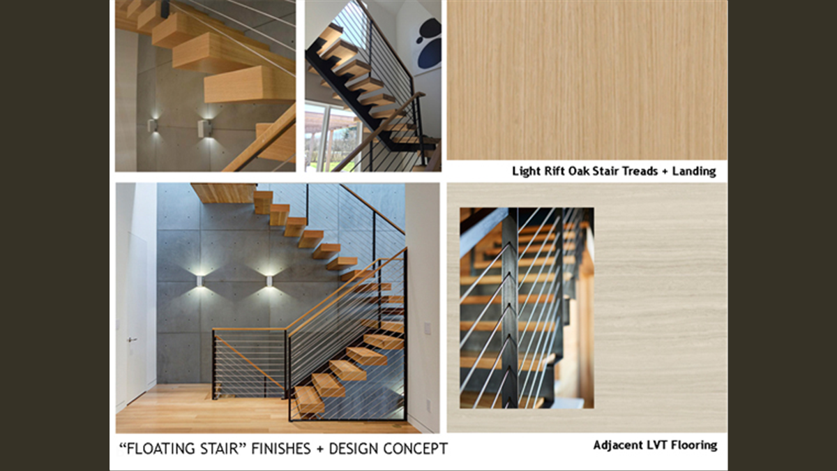 "Floating" Central Stair Finishes + Design Concept